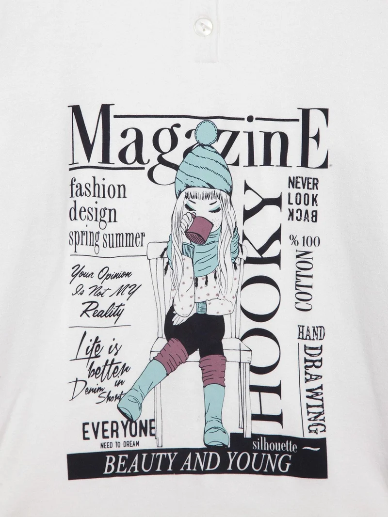 Pigiama lungo bambina in cotone - bianco