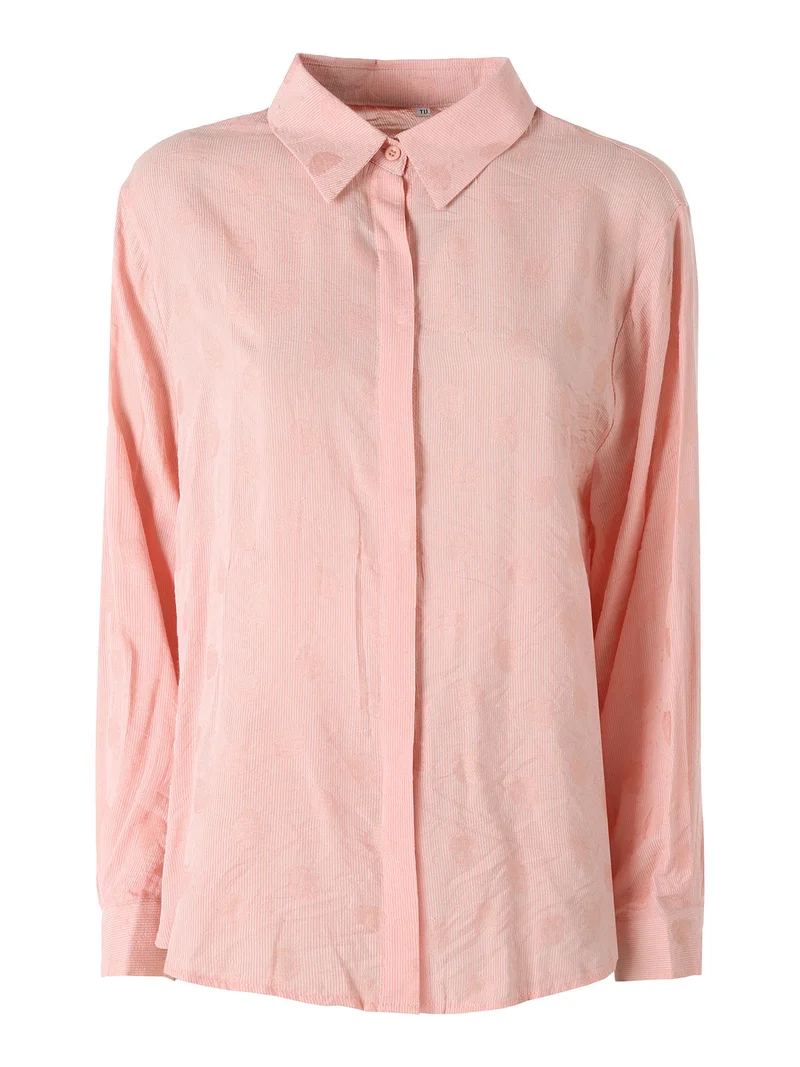 Camicia donna oversize a maniche lunghe in misto cotone - rosa