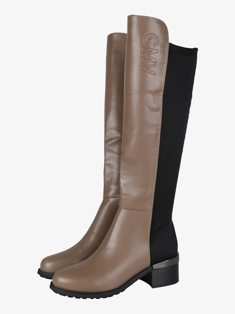 Stivali alti da donna con tacco - taupe