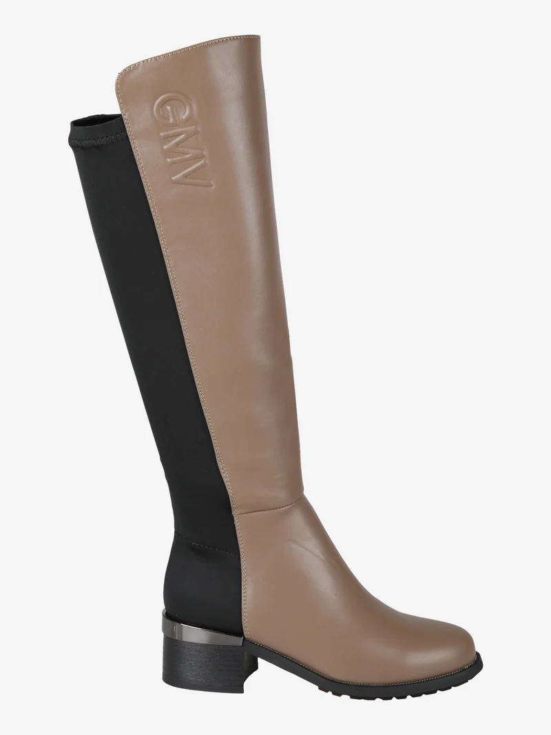Stivali alti da donna con tacco - taupe