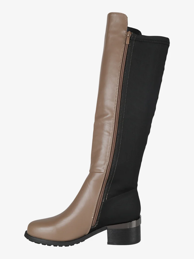 Stivali alti da donna con tacco - taupe