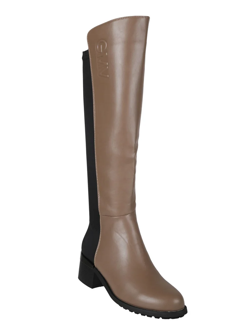 Stivali alti da donna con tacco - taupe