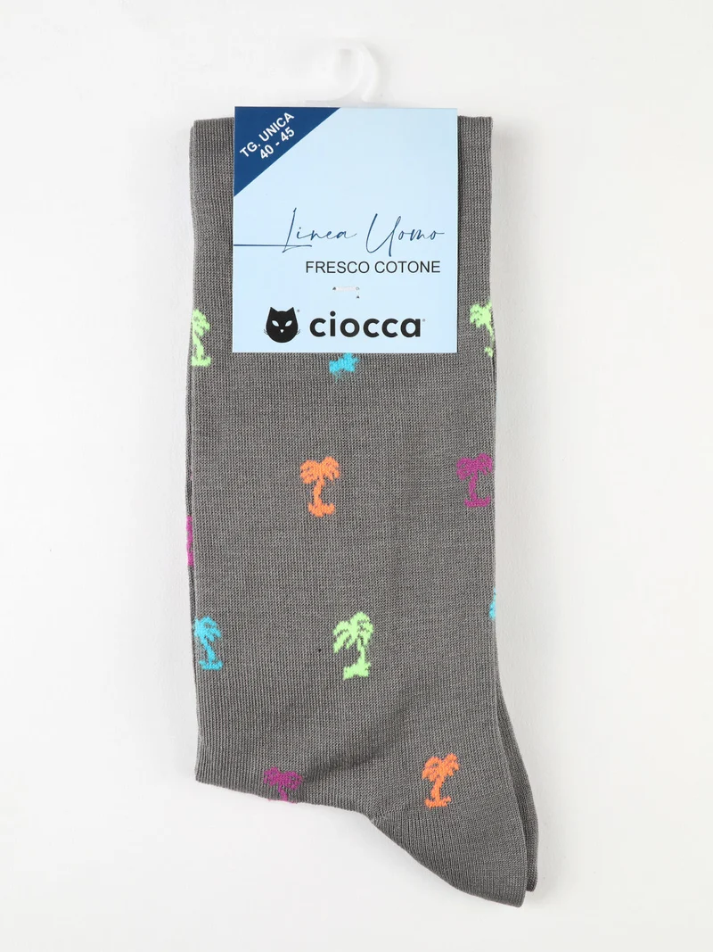 Calze lunghe da uomo in fresco cotone - grigio