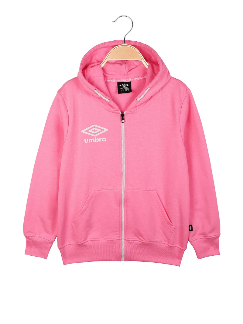 Felpa da ragazza con zip e cappuccio - fucsia