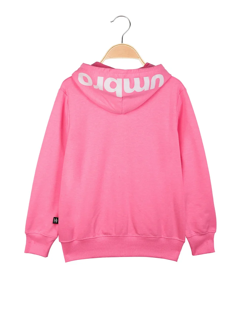 Felpa da ragazza con zip e cappuccio - fucsia