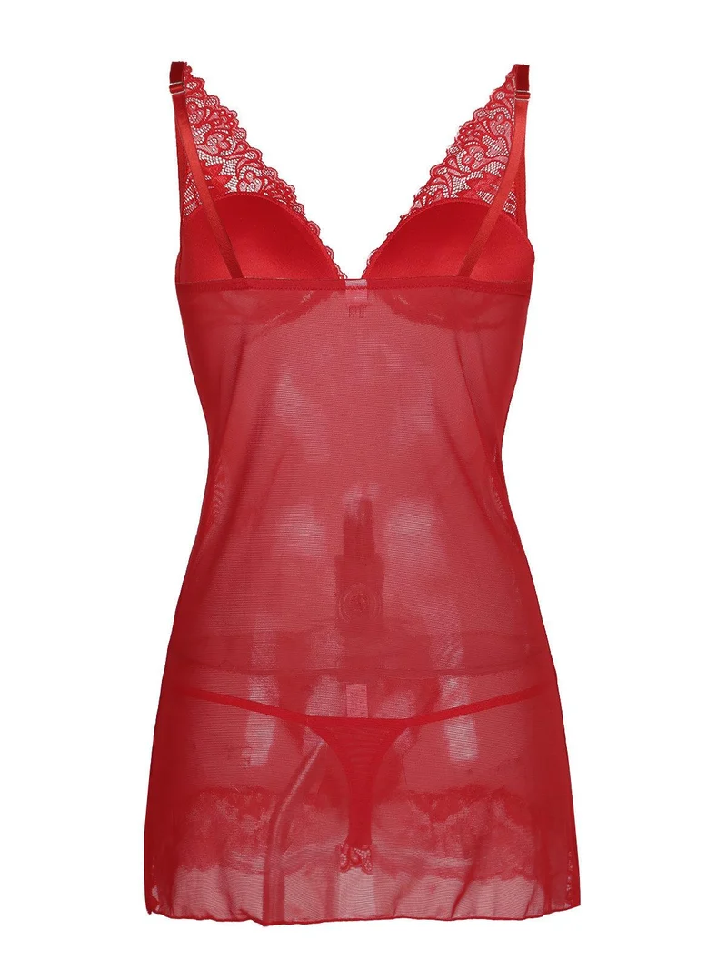 Baby doll + perizoma completo intimo rosso