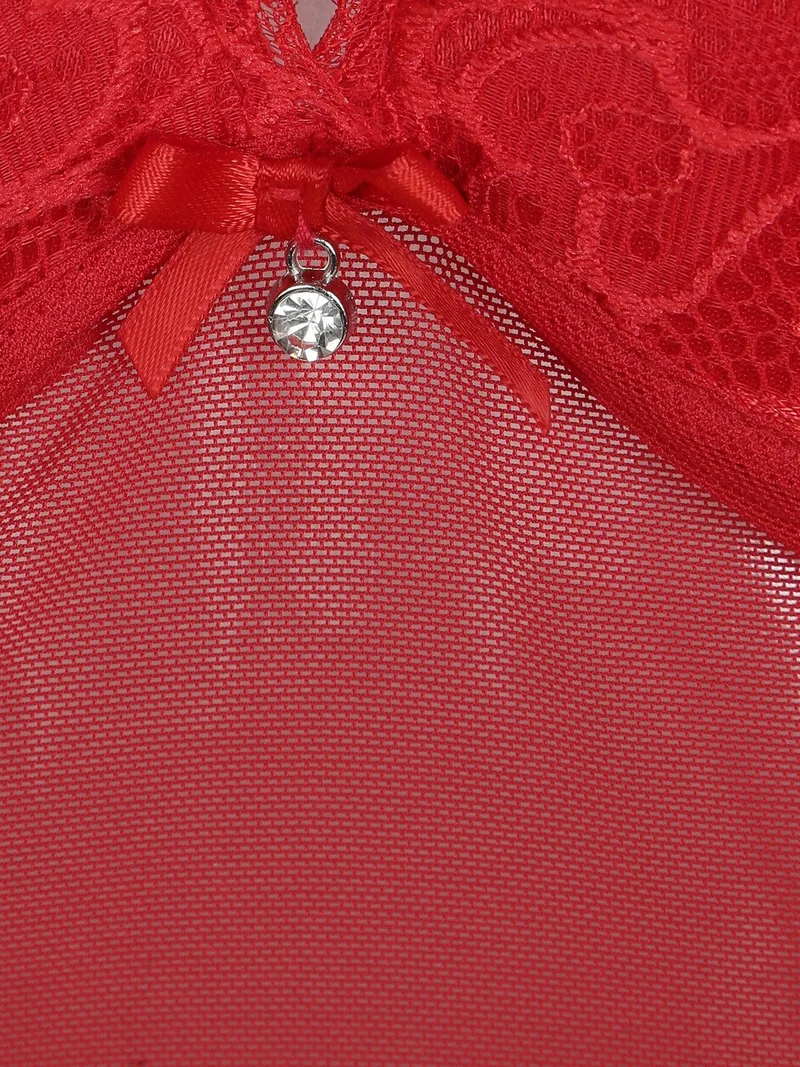 Baby doll + perizoma completo intimo rosso