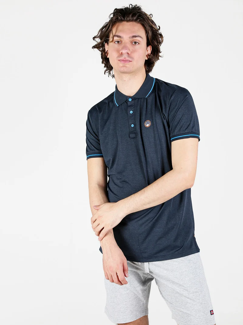 Polo da uomo a maniche corte in tessuto tecnico - blu scuro