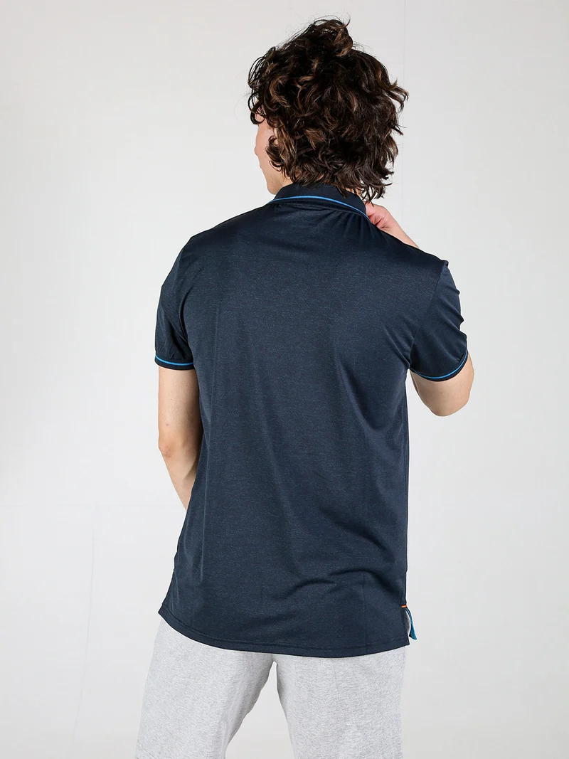 Polo da uomo a maniche corte in tessuto tecnico - blu scuro