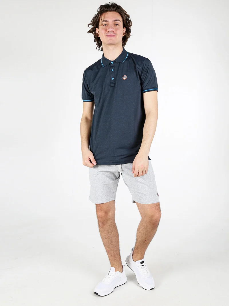 Polo da uomo a maniche corte in tessuto tecnico - blu scuro