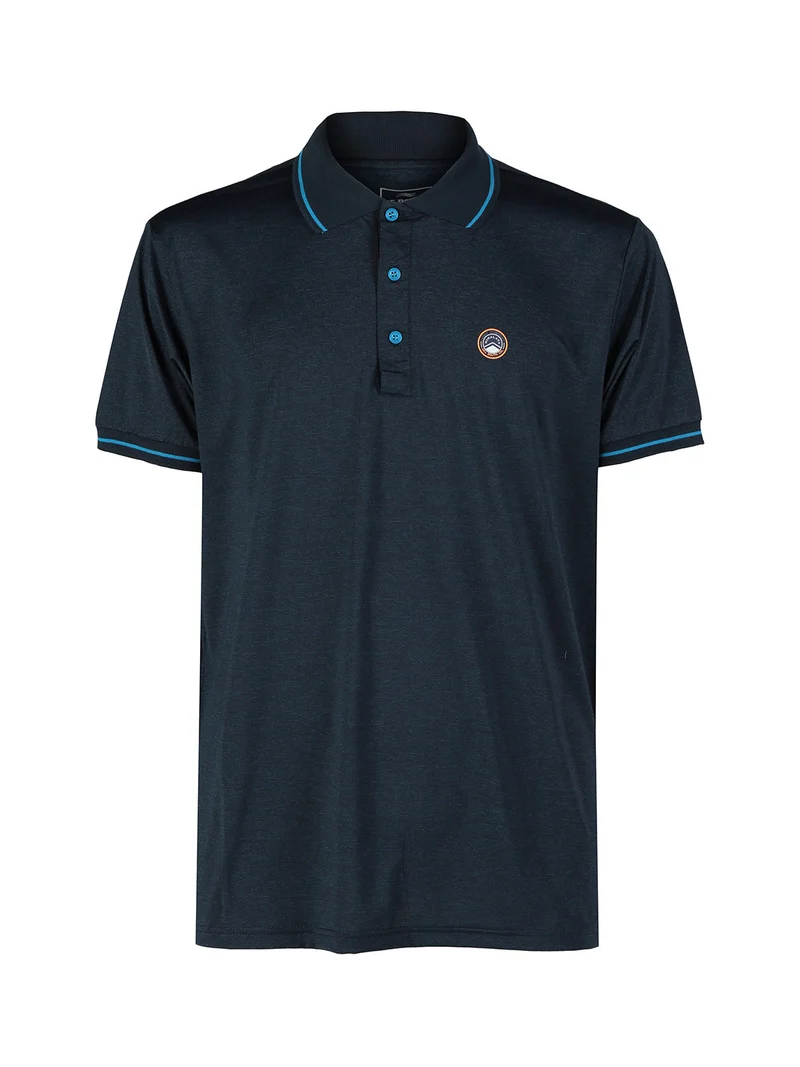 Polo da uomo a maniche corte in tessuto tecnico - blu scuro