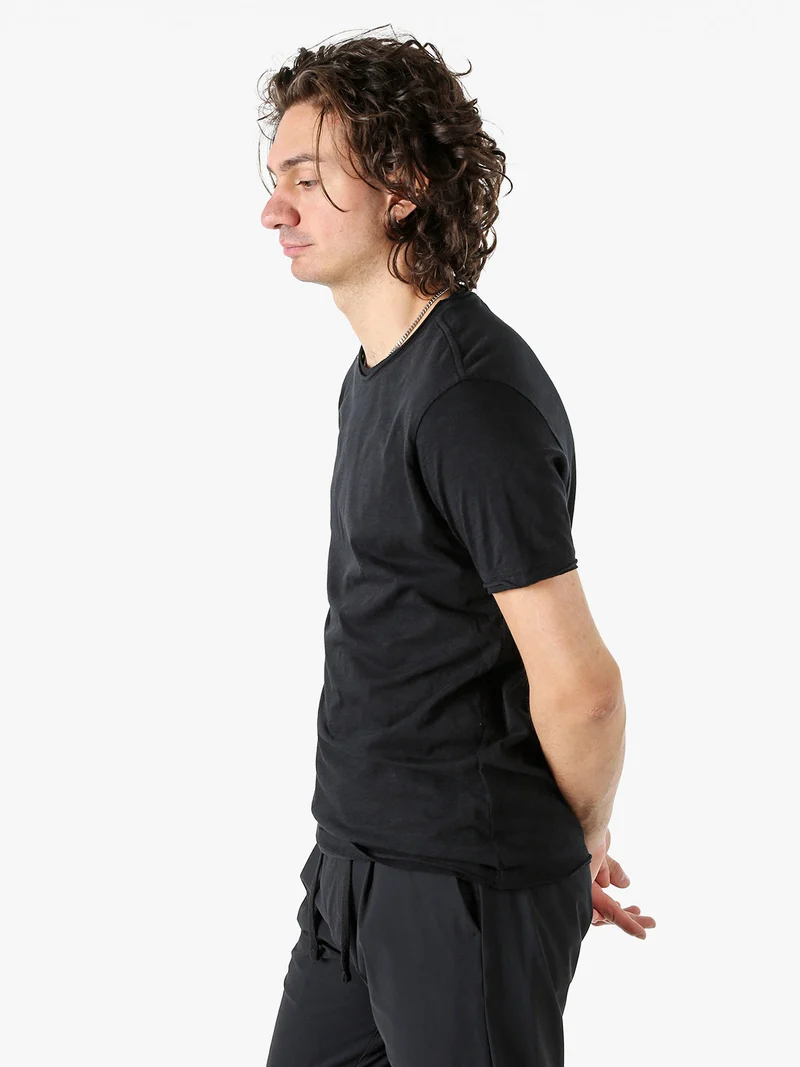 T-shirt girocollo da uomo in cotone - nero