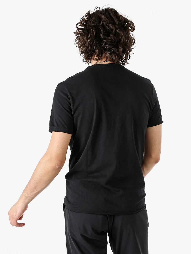 T-shirt girocollo da uomo in cotone - nero