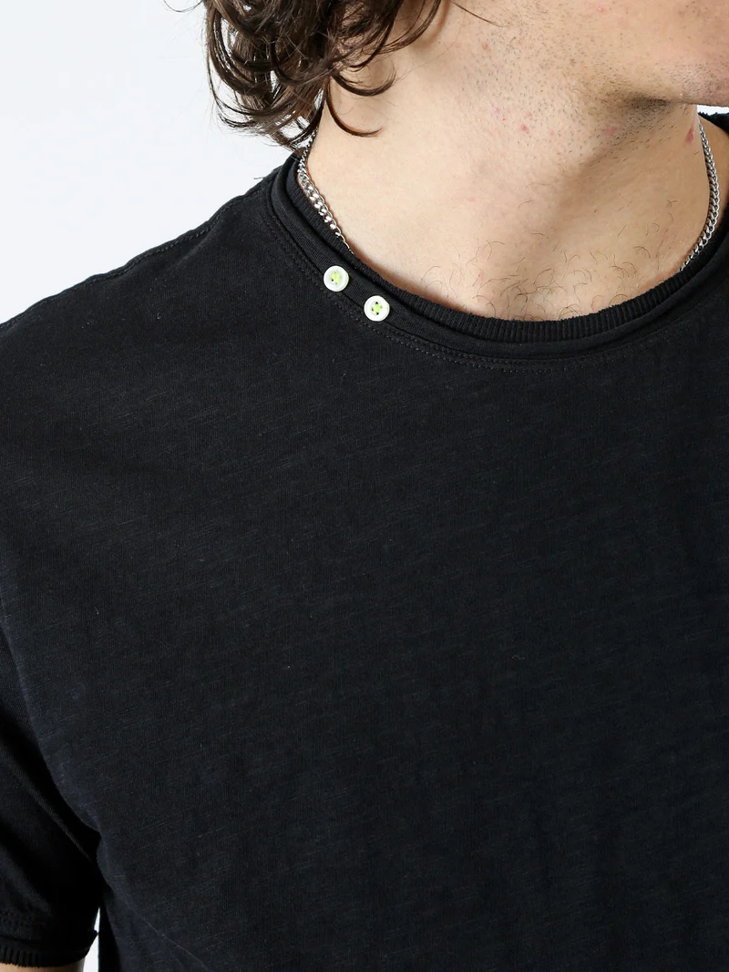 T-shirt girocollo da uomo in cotone - nero
