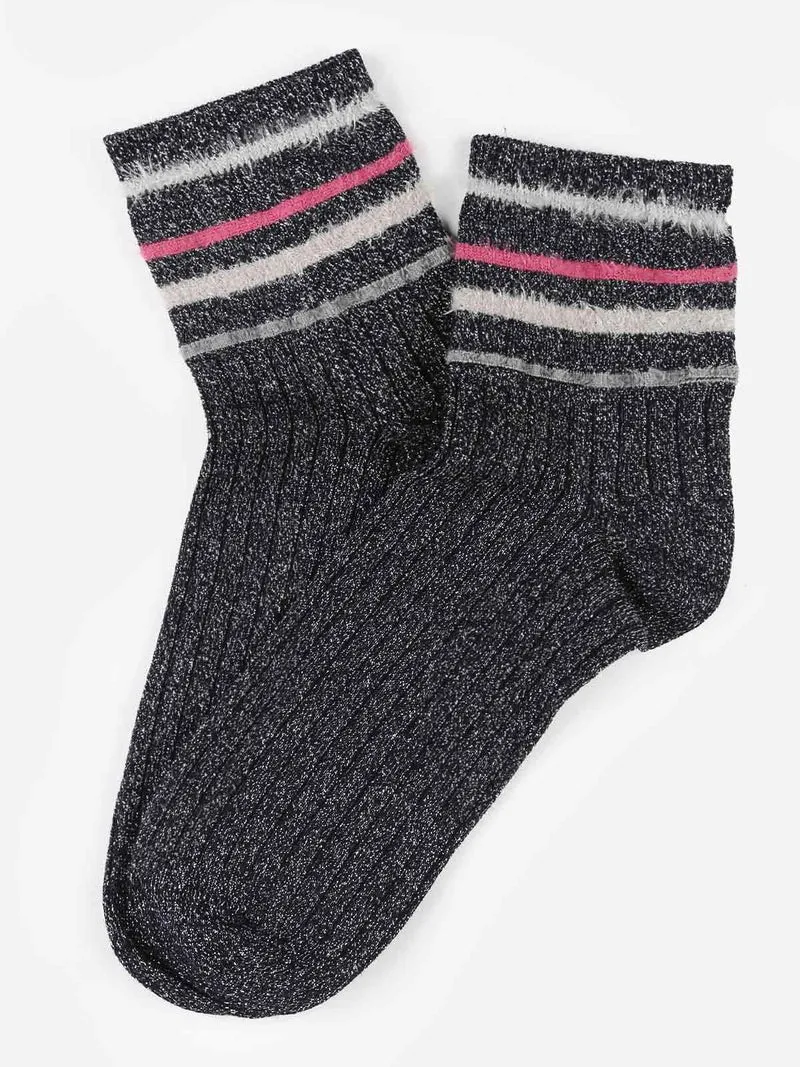 Calze donna lurex in caldo cotone - blu scuro