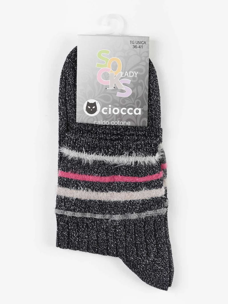 Calze donna lurex in caldo cotone - blu scuro