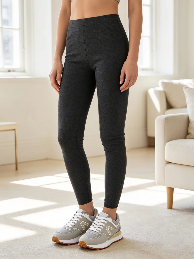 Leggings donna con interno di pelo - grigio scuro