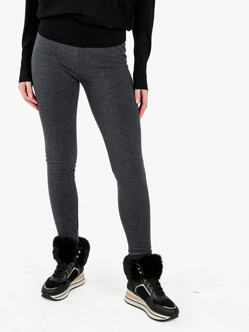 Leggings donna con interno di pelo - grigio scuro