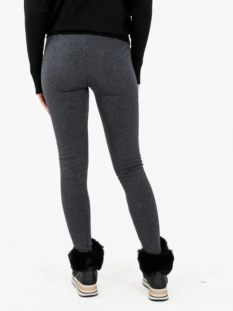 Leggings donna con interno di pelo - grigio scuro