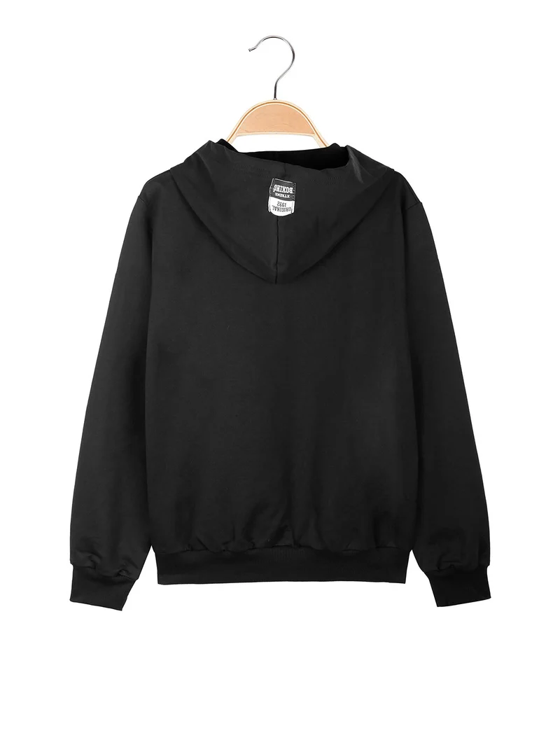 Felpa da ragazzo con cappuccio - nero