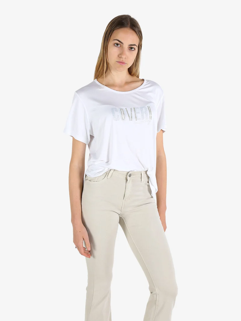 T-shirt da donna con strass - bianco