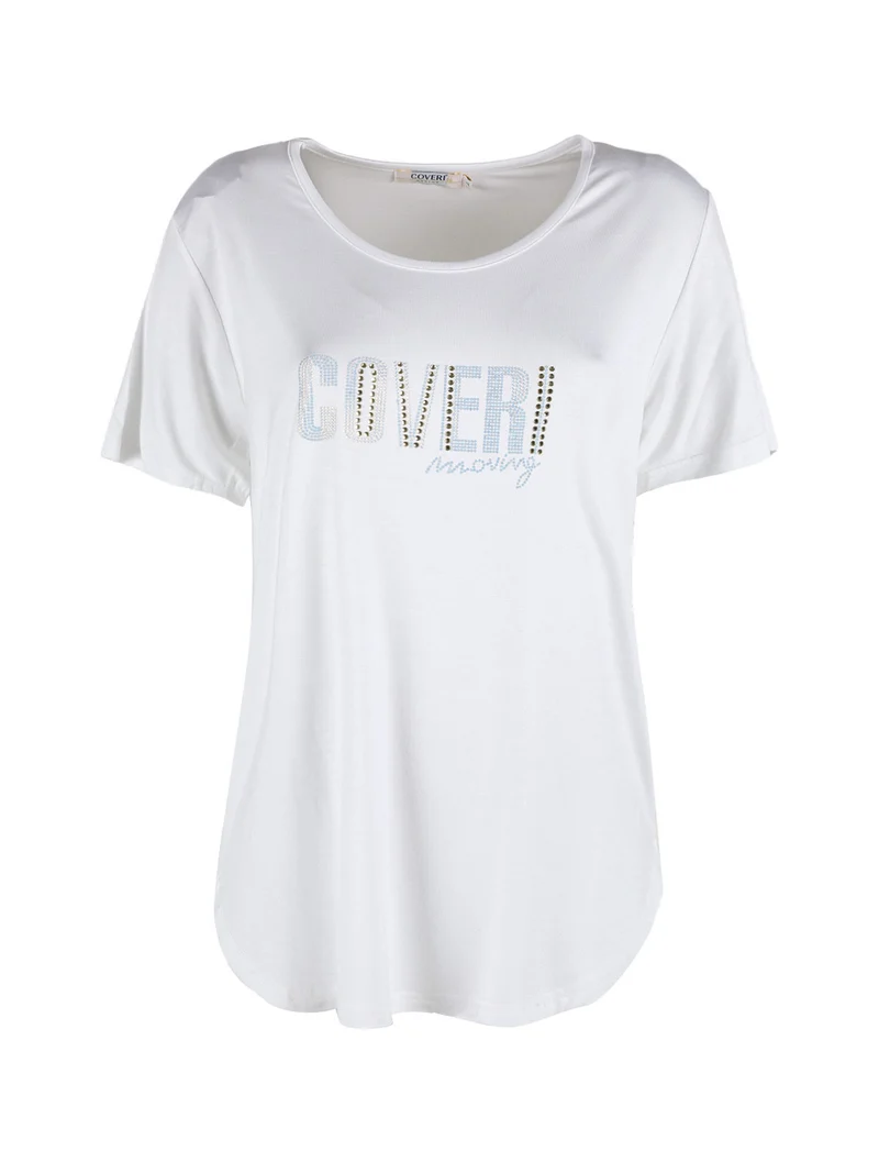 T-shirt da donna con strass - bianco