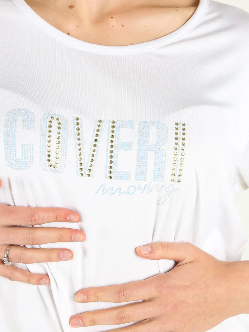 T-shirt da donna con strass - bianco