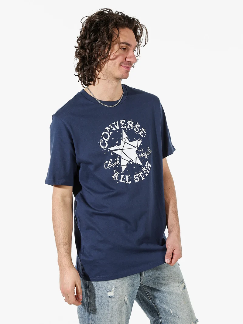 BROKEN GLASS t-shirt uomo con stampa logo - blu scuro