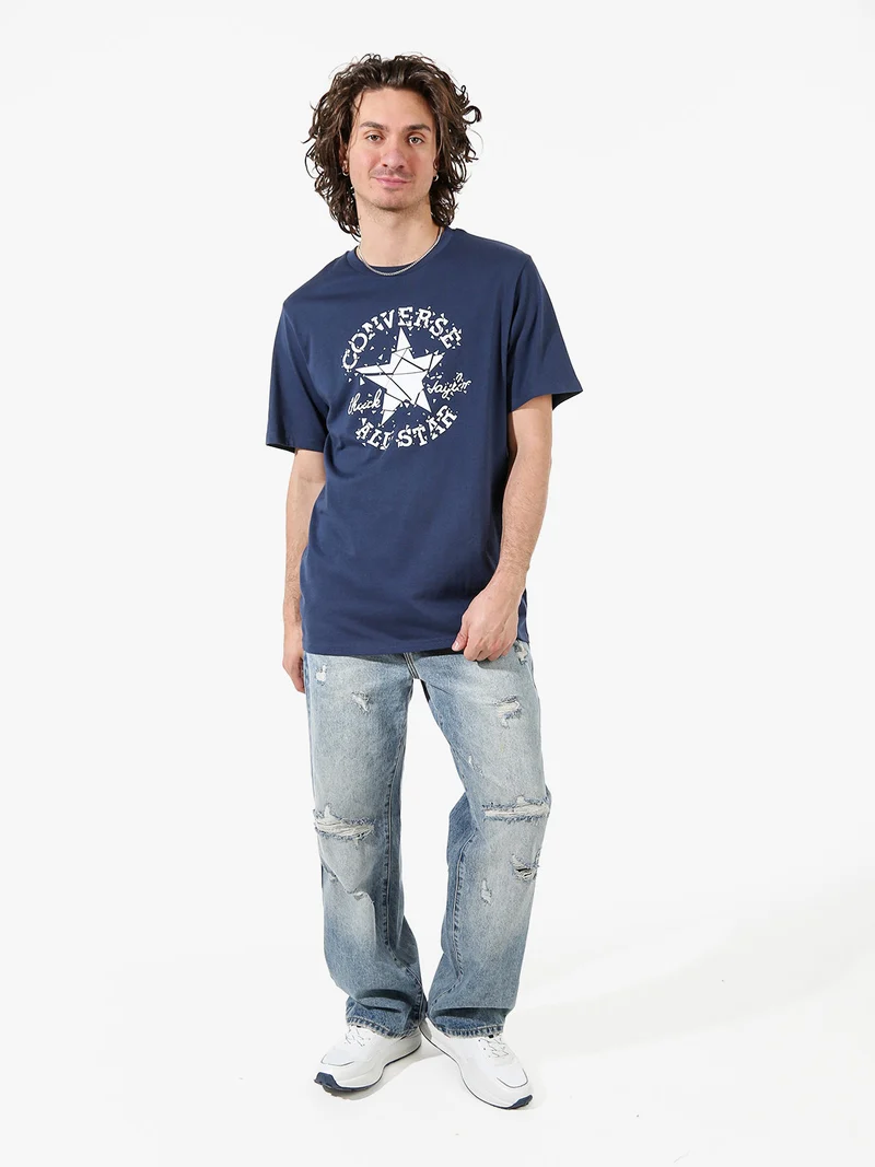 BROKEN GLASS t-shirt uomo con stampa logo - blu scuro