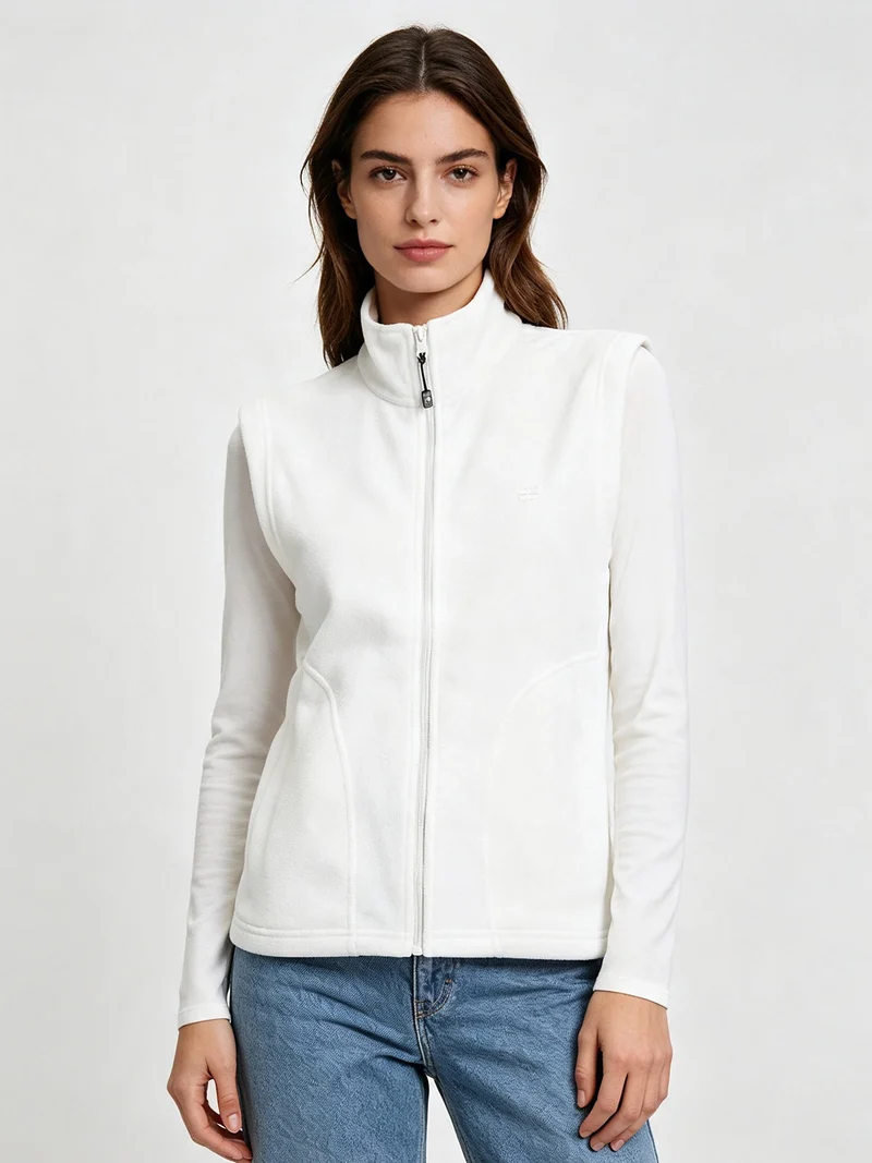 Gilet da donna in pile - panna