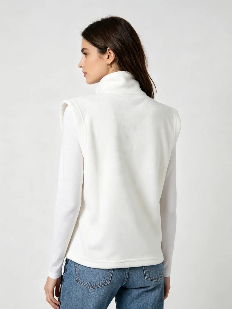 Gilet da donna in pile - panna