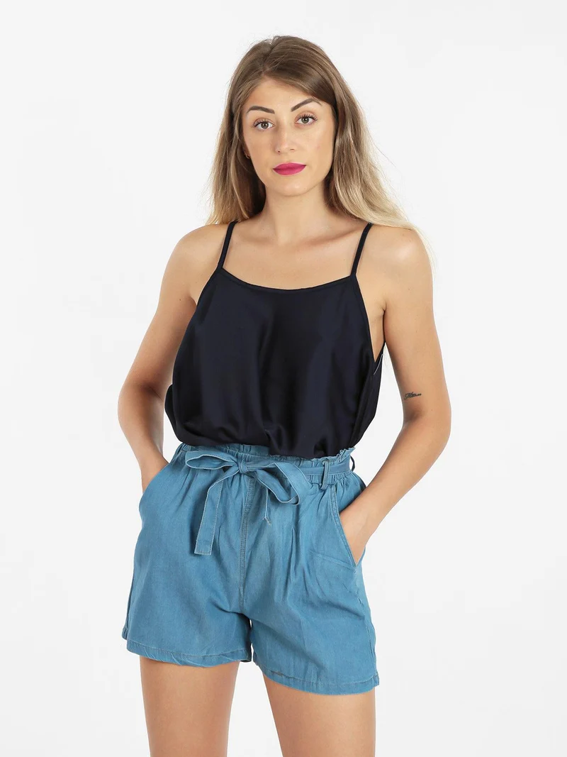 Top donna con spalline fini - blu scuro