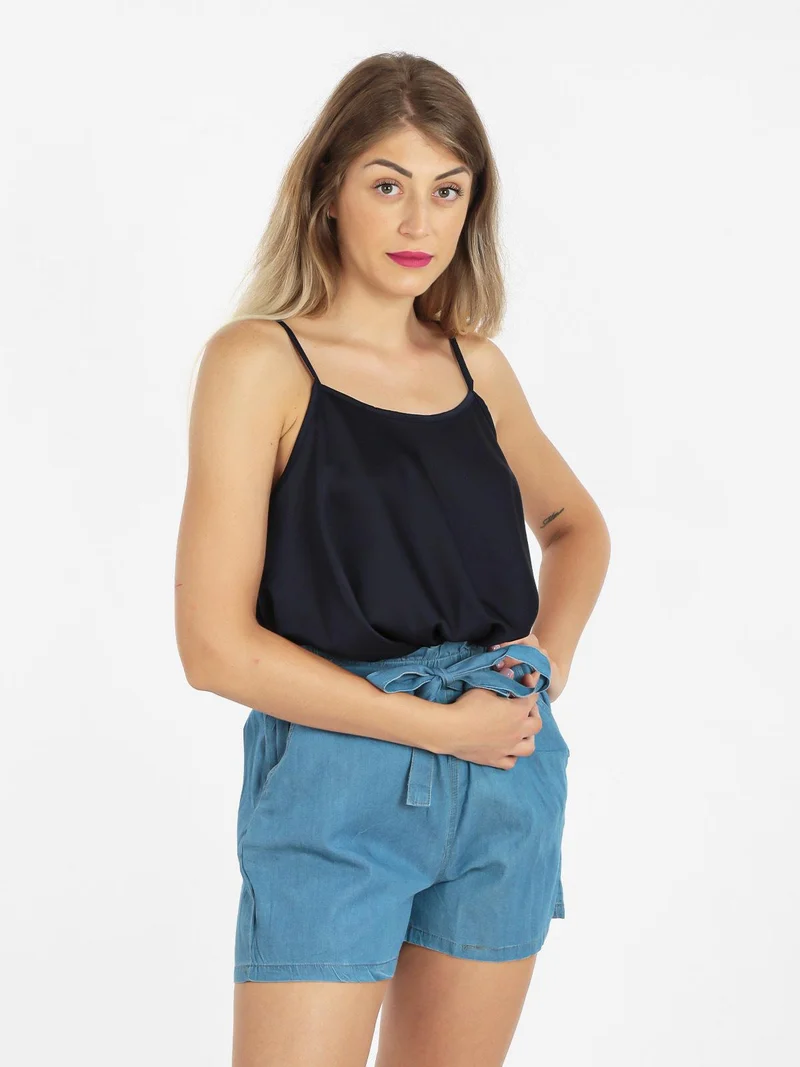 Top donna con spalline fini - blu scuro
