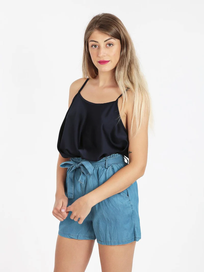 Top donna con spalline fini - blu scuro