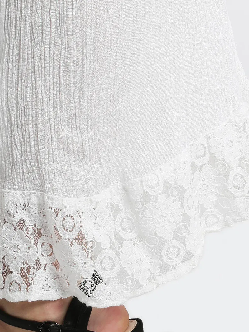 Pantaloni a vita alta con gamba larga - bianco