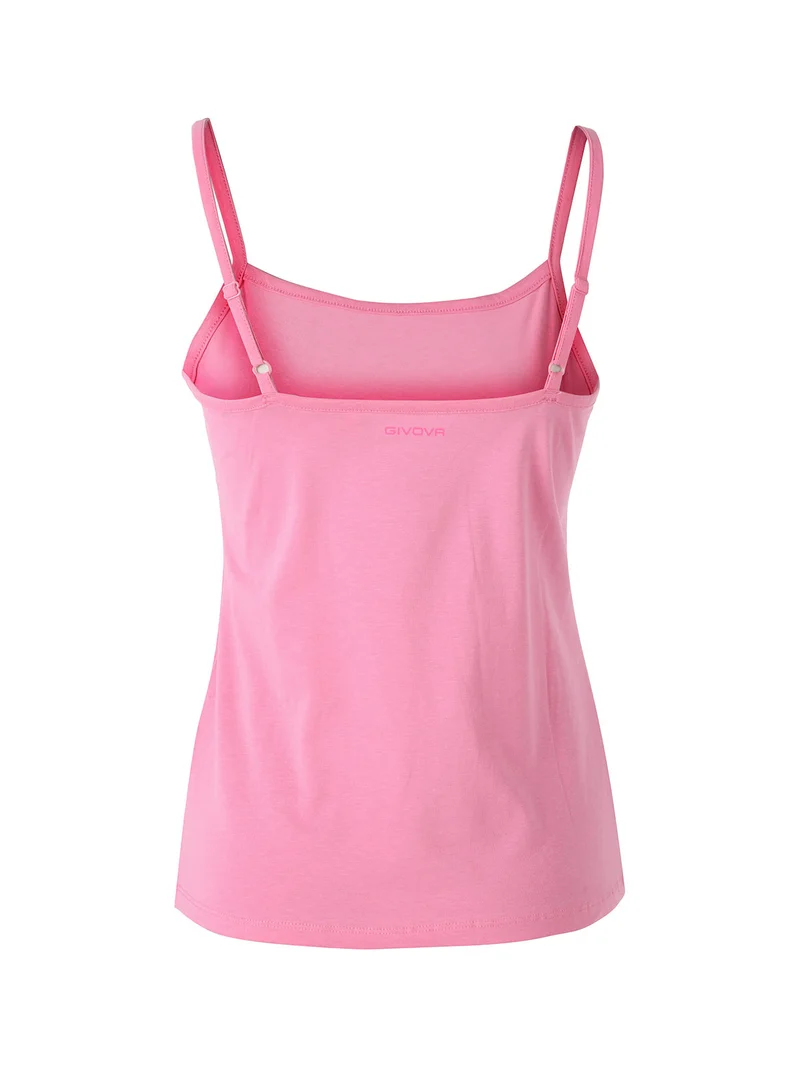 Top donna in cotone bielastico con spalline sottili - fucsia