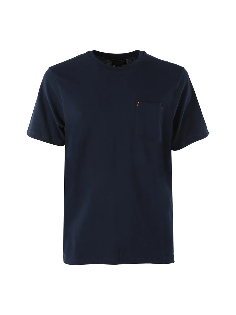 T-shirt in cotone da uomo con taschino frontale - blu scuro
