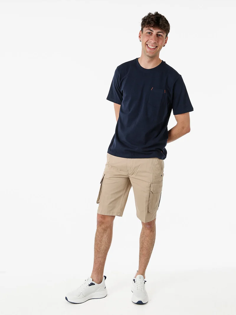 T-shirt in cotone da uomo con taschino frontale - blu scuro