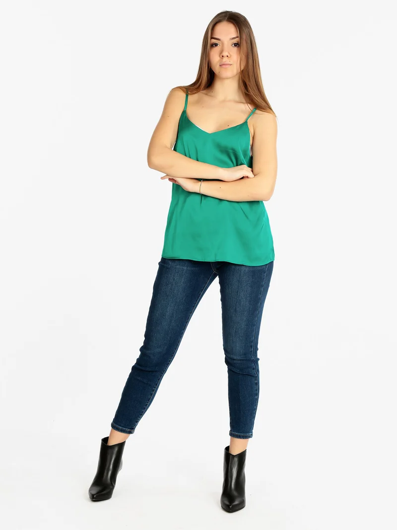 Top donna effetto seta - verde