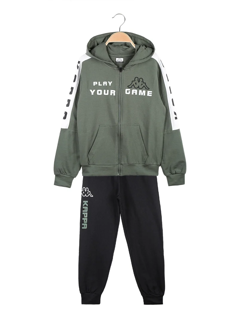 Completo tuta da bambino con cappuccio e zip - militare