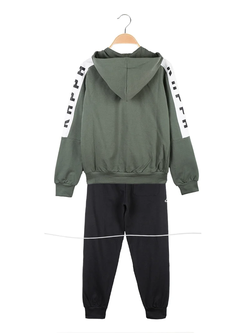 Completo tuta da bambino con cappuccio e zip - militare