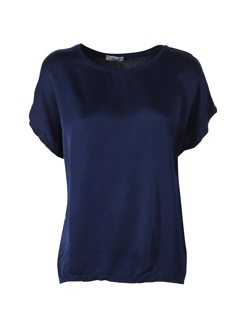 T-shirt donna in viscosa e seta - blu scuro