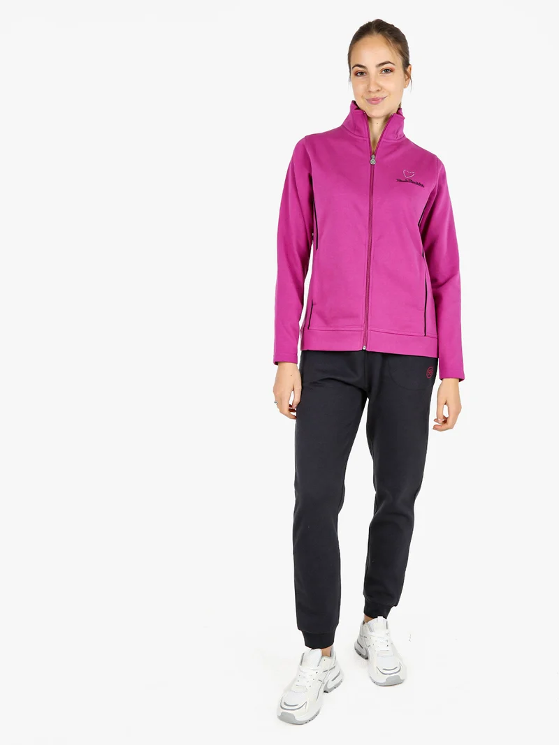 Completo tuta donna 2 pezzi con felpa e pantaloni - fucsia