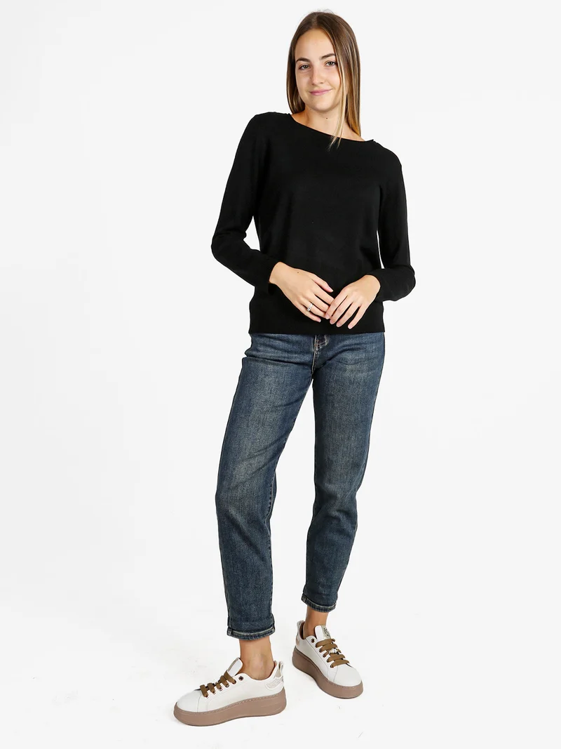 Pullover donna in maglia - nero
