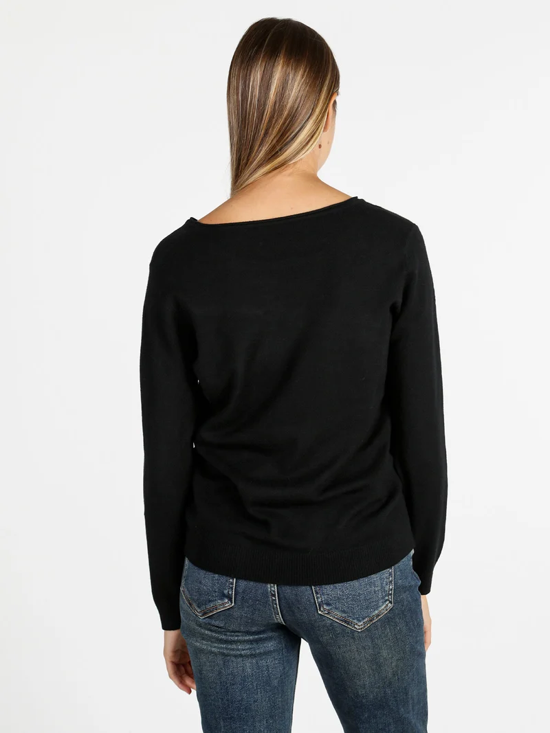 Pullover donna in maglia - nero