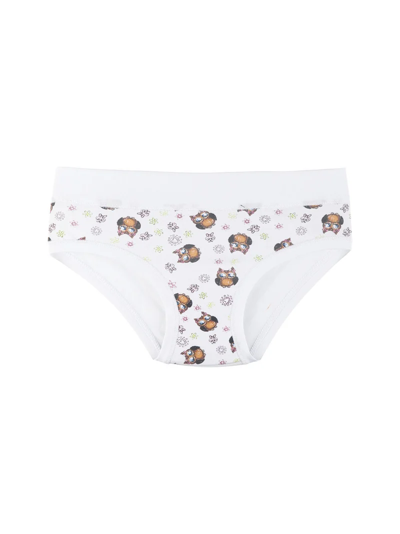 Slip in cotone da bambina con gufi - bianco