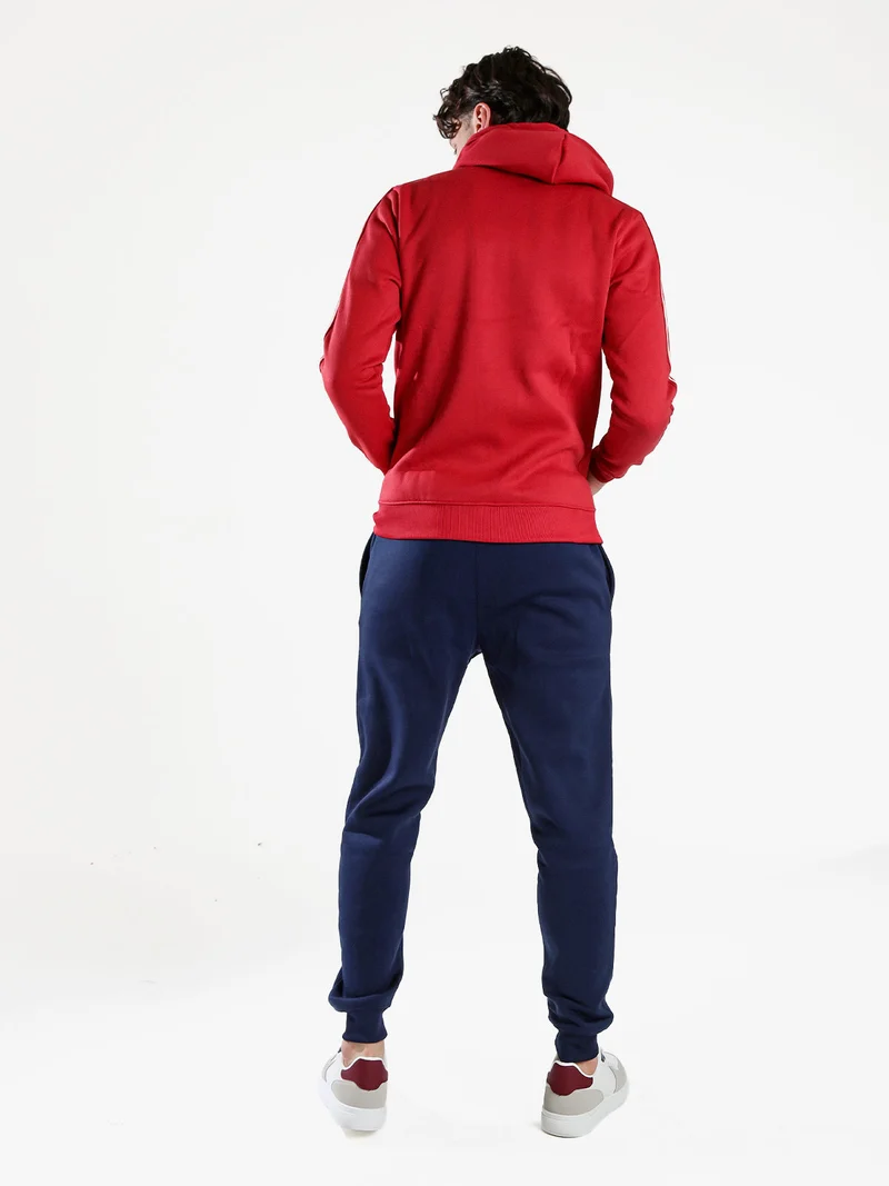 Completo tuta da uomo full zip con cappuccio e interno felpato - rosso