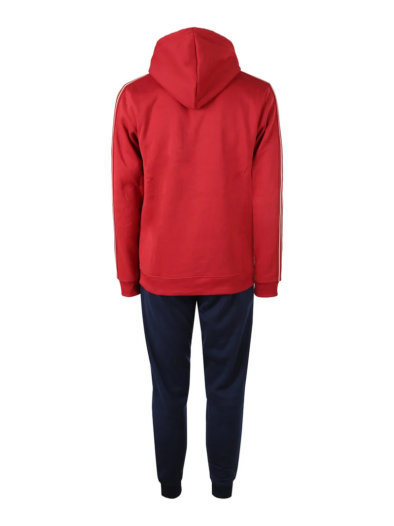 Completo tuta da uomo full zip con cappuccio e interno felpato - rosso
