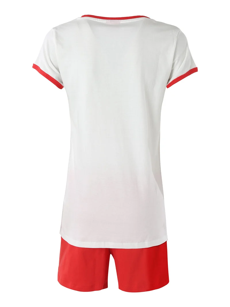 Cherry-Coke Pigiama corto da donna in cotone con stampe - bianco