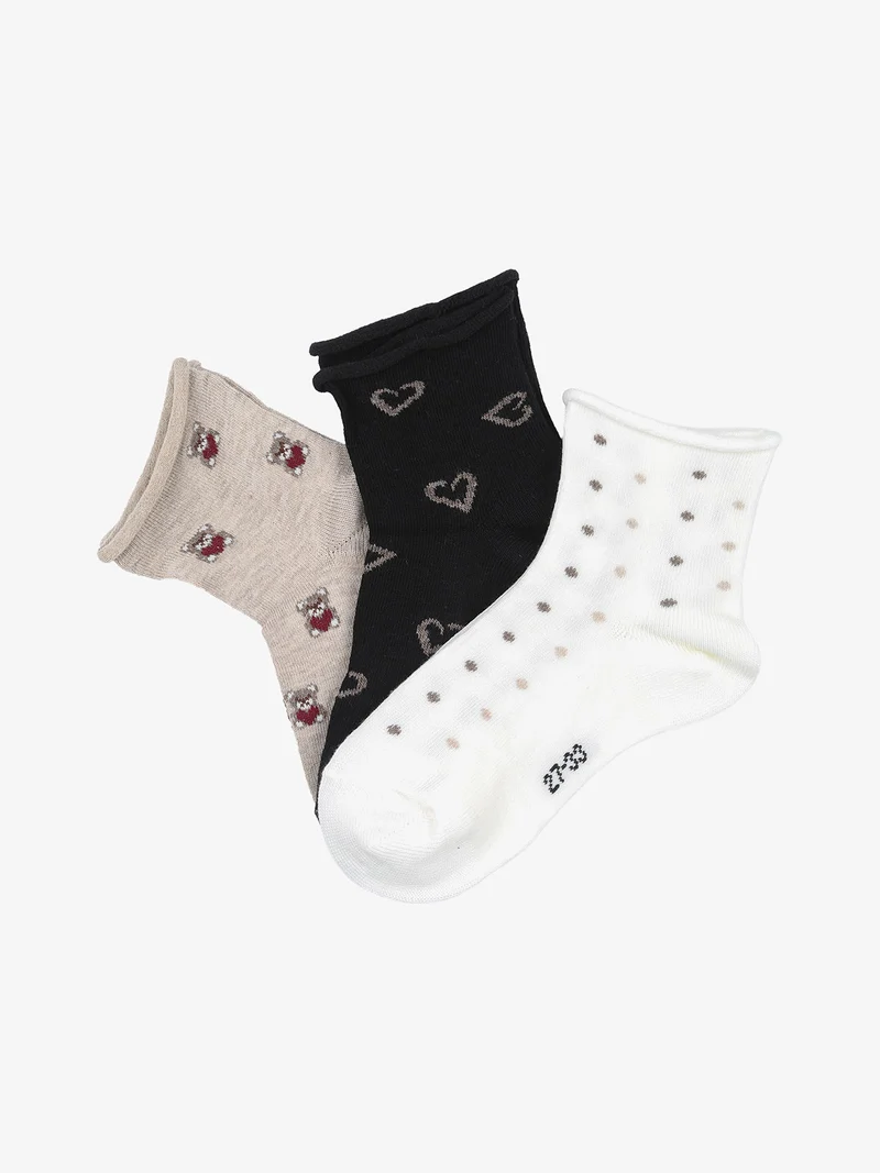 Confezione da 3 paia di calze corte da bambina - nero
